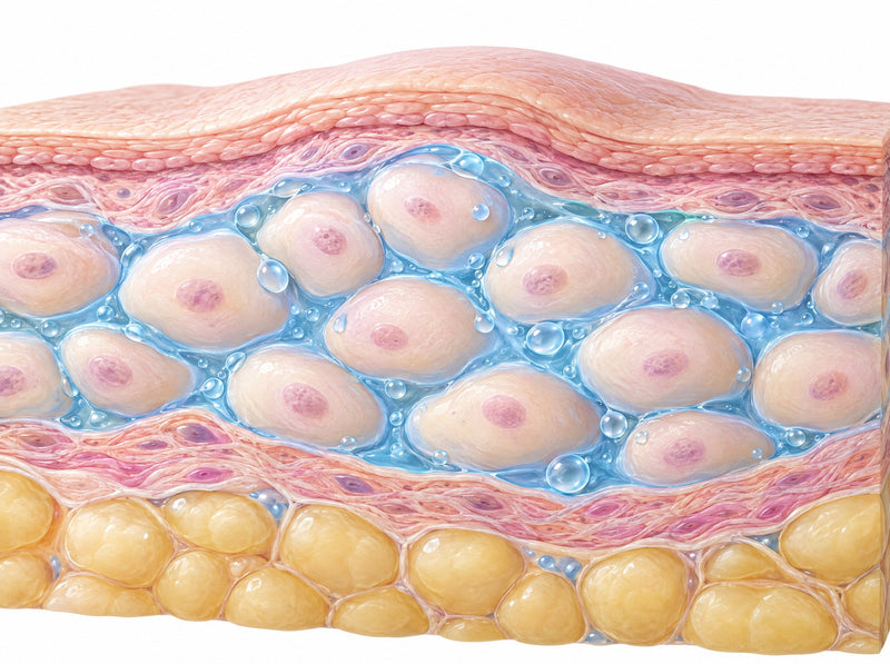Illustration de l'eau qui s'accumule entre les cellules et provoque une sensation de gonflement