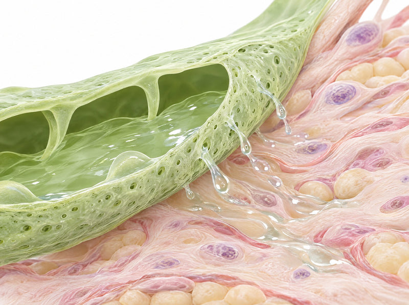 Illustration d'un vaisseau lymphatique dont la paroi laisse filtrer du liquide dans les tissus